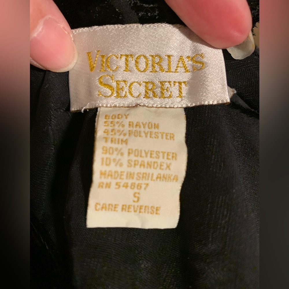 Victoria's Secret Vintage Gold Label Black Floral Burnout Slip Dress Nightie - Picture 5 of 7